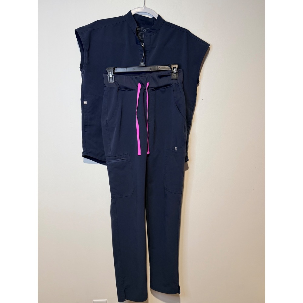 Figs Navy Blue Scrub Set XXS Rafaela Top XS Yola Skinny Scrub Pants